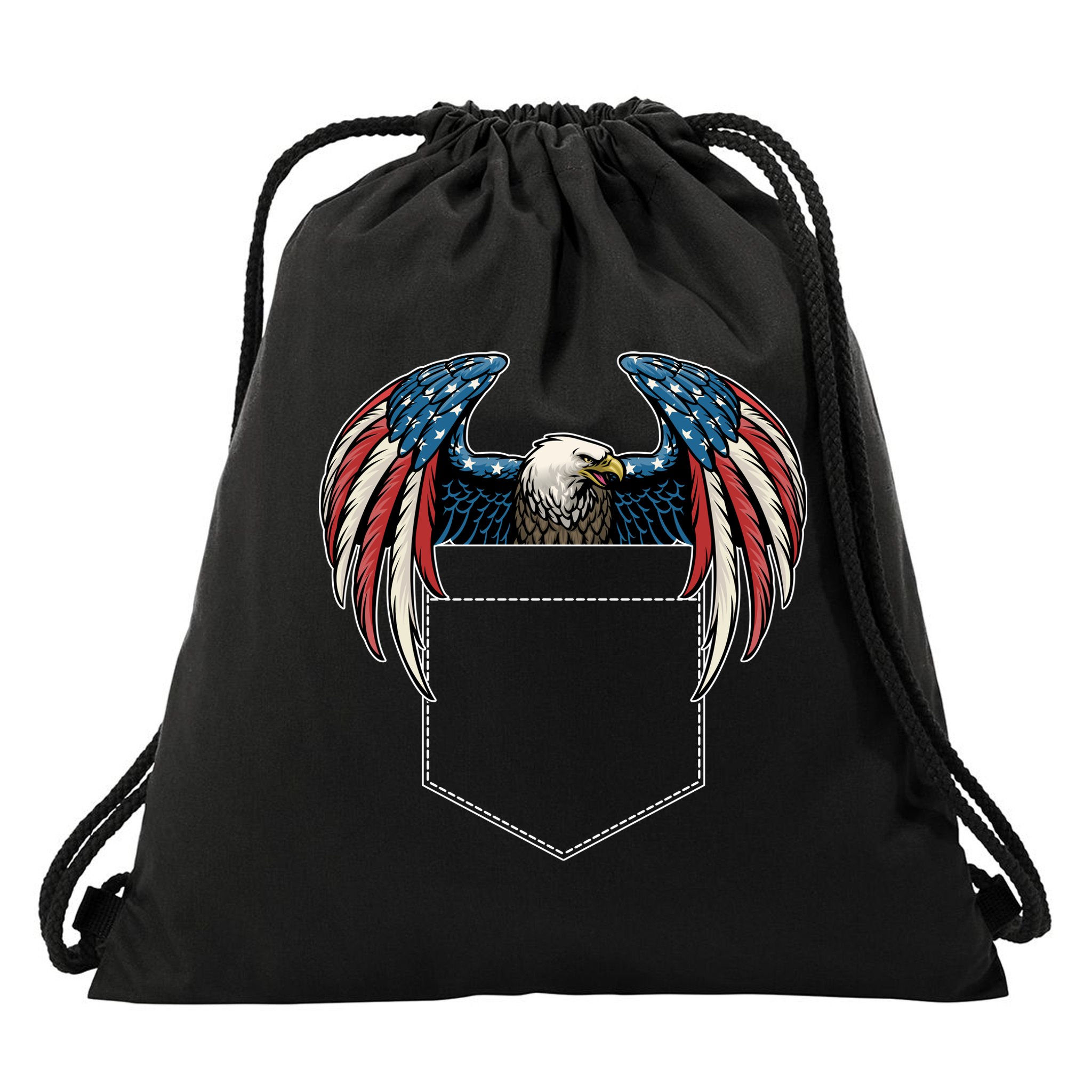 American USA Flag Eagle In Pocket Drawstring Bag