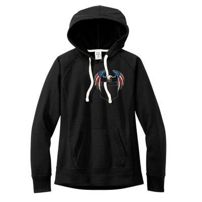 American USA Flag Eagle In Pocket Women's Fleece Hoodie