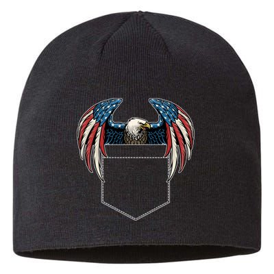 American USA Flag Eagle In Pocket Sustainable Beanie