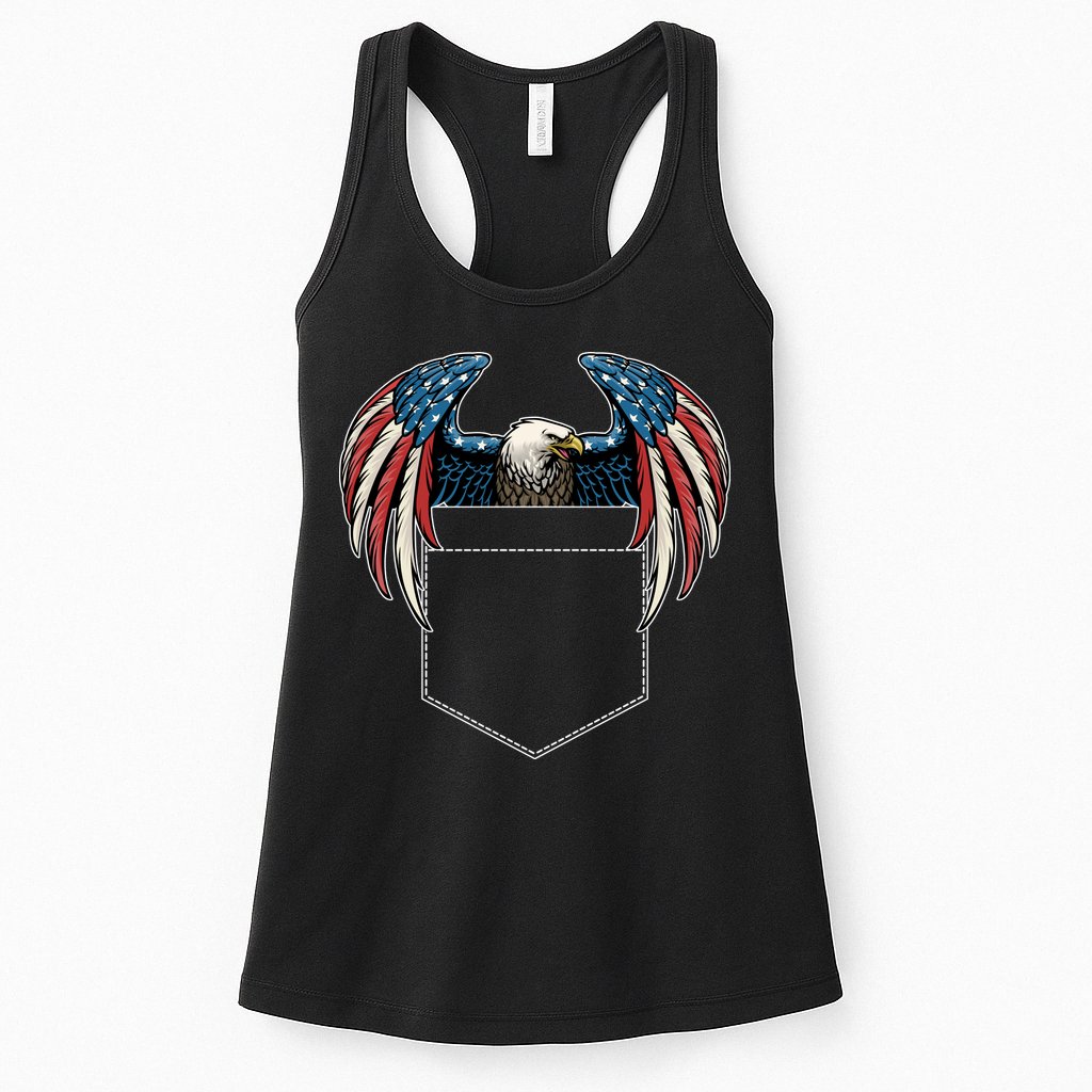 American USA Flag Eagle In Pocket Womens Tank Top