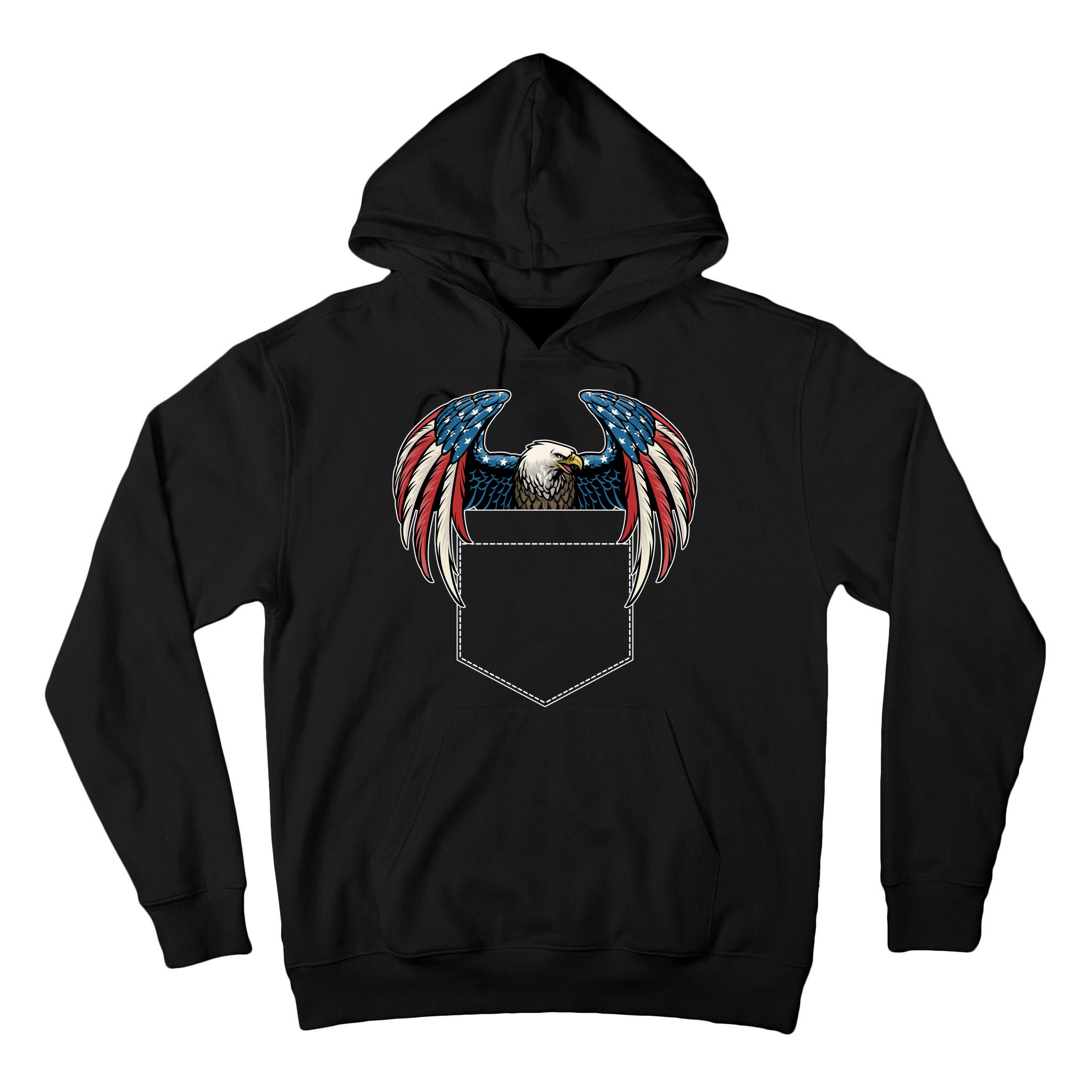 American USA Flag Eagle In Pocket Tall Hoodie