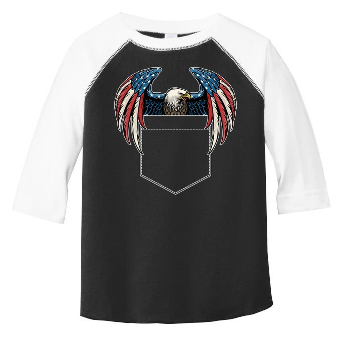 American USA Flag Eagle In Pocket Toddler Fine Jersey T-Shirt