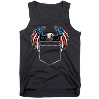 American USA Flag Eagle In Pocket Tank Top