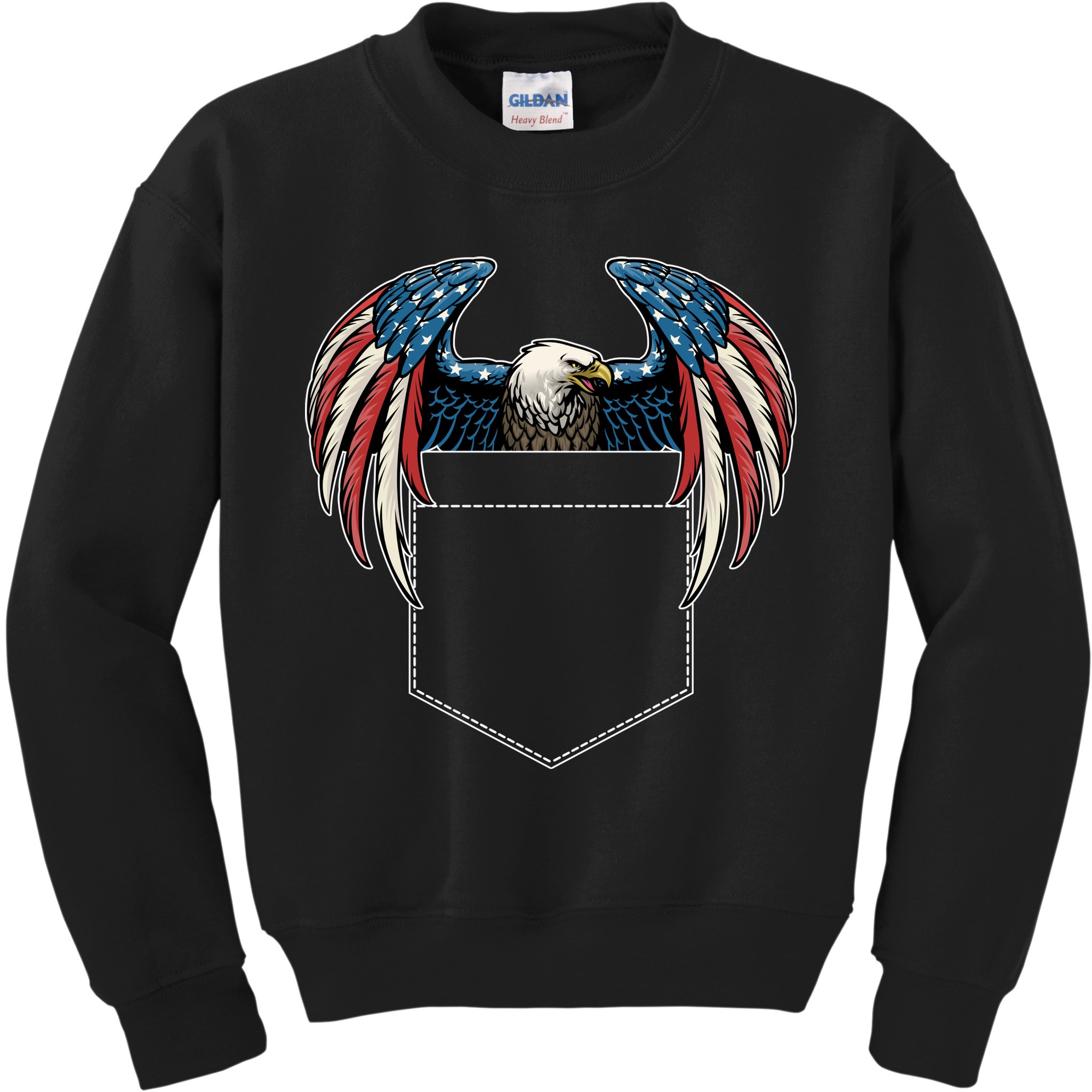 American USA Flag Eagle In Pocket Kids Sweatshirt