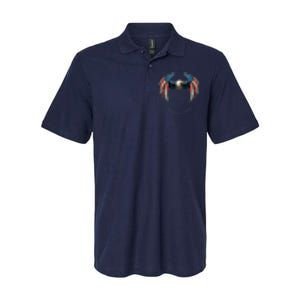 American USA Flag Eagle In Pocket Softstyle Adult Sport Polo