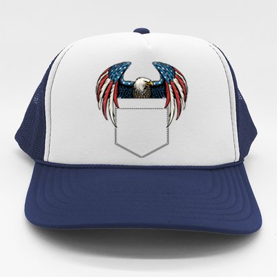 American USA Flag Eagle In Pocket Trucker Hat