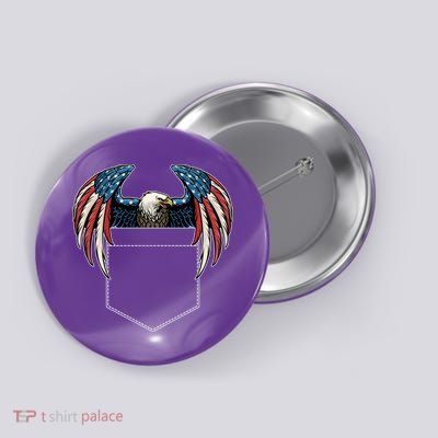 American USA Flag Eagle In Pocket Button