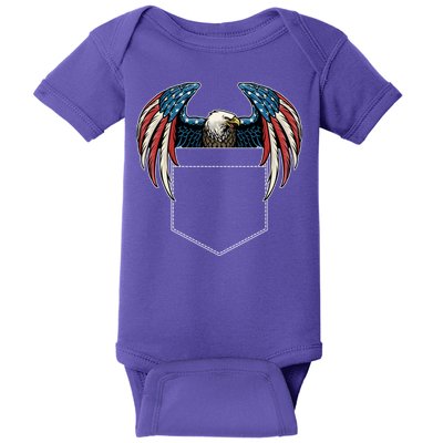 American USA Flag Eagle In Pocket Baby Bodysuit