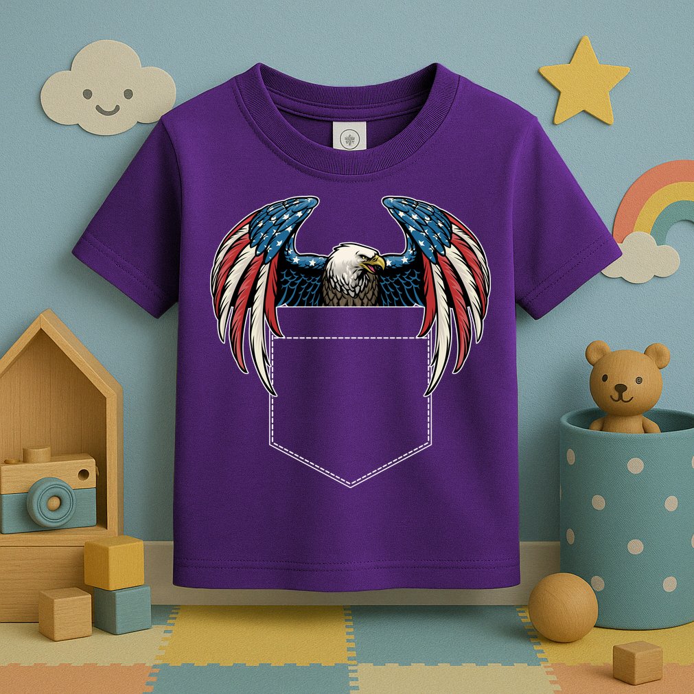 American USA Flag Eagle In Pocket Toddler T-Shirt