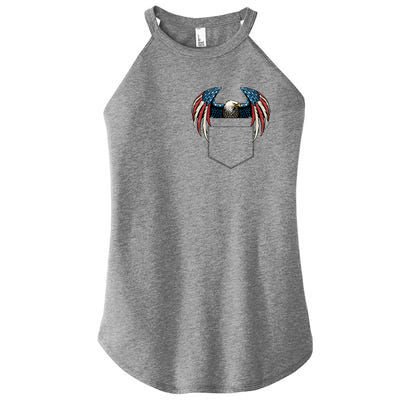 American USA Flag Eagle In Pocket Women's Perfect Tri Rocker Tank