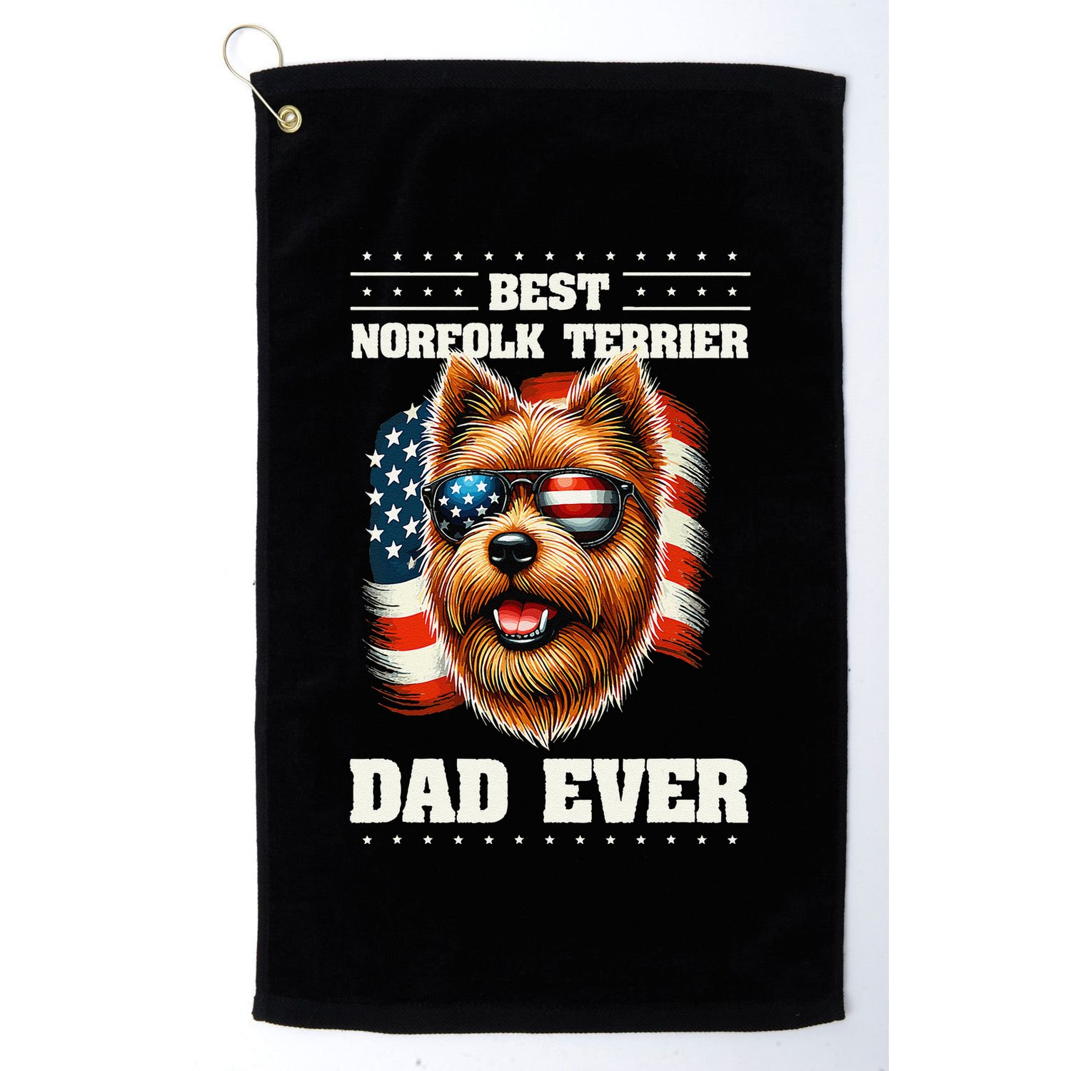 American Usa Flag Norfolk Terrier Terriers 4th Of July Golf Towel