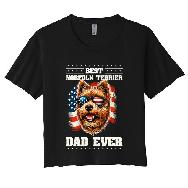 American Usa Flag Norfolk Terrier Terriers 4th Of July Crop Top