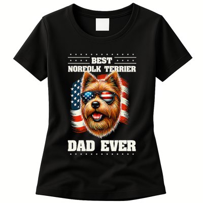 American Usa Flag Norfolk Terrier Terriers 4th Of July Womens T-Shirt