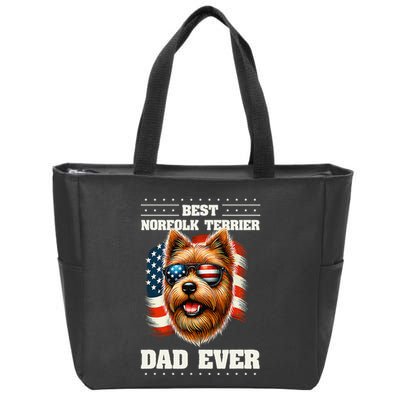 American Usa Flag Norfolk Terrier Terriers 4th Of July Zip Tote Bag