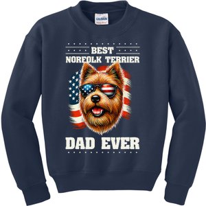 American Usa Flag Norfolk Terrier Terriers 4th Of July Kids Sweatshirt