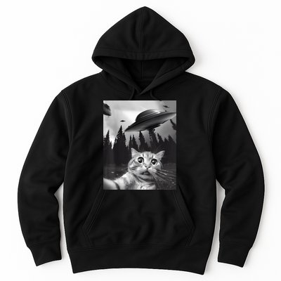 Alien UFO Funny Cat Selfie Hoodie