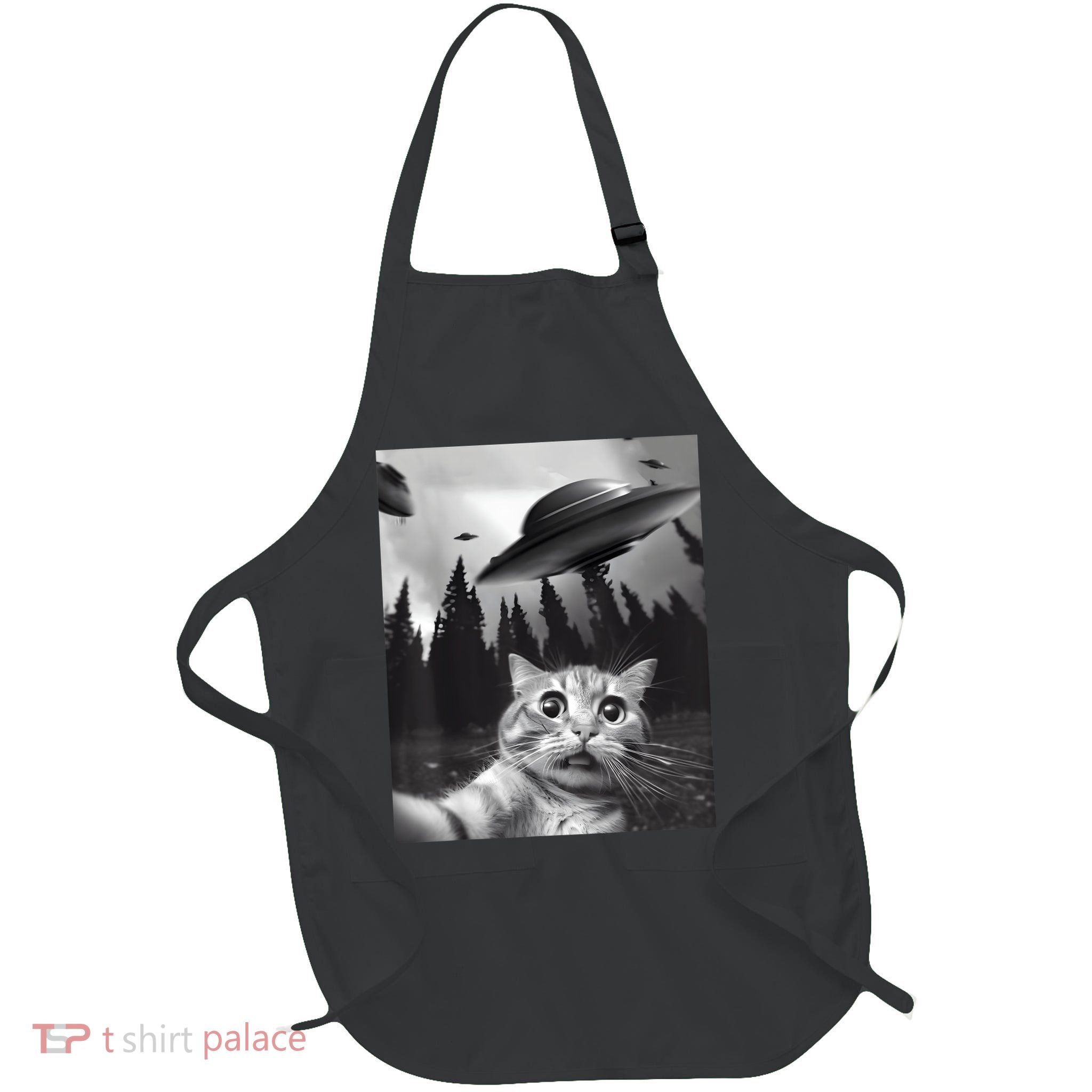 Alien UFO Funny Cat Selfie Apron