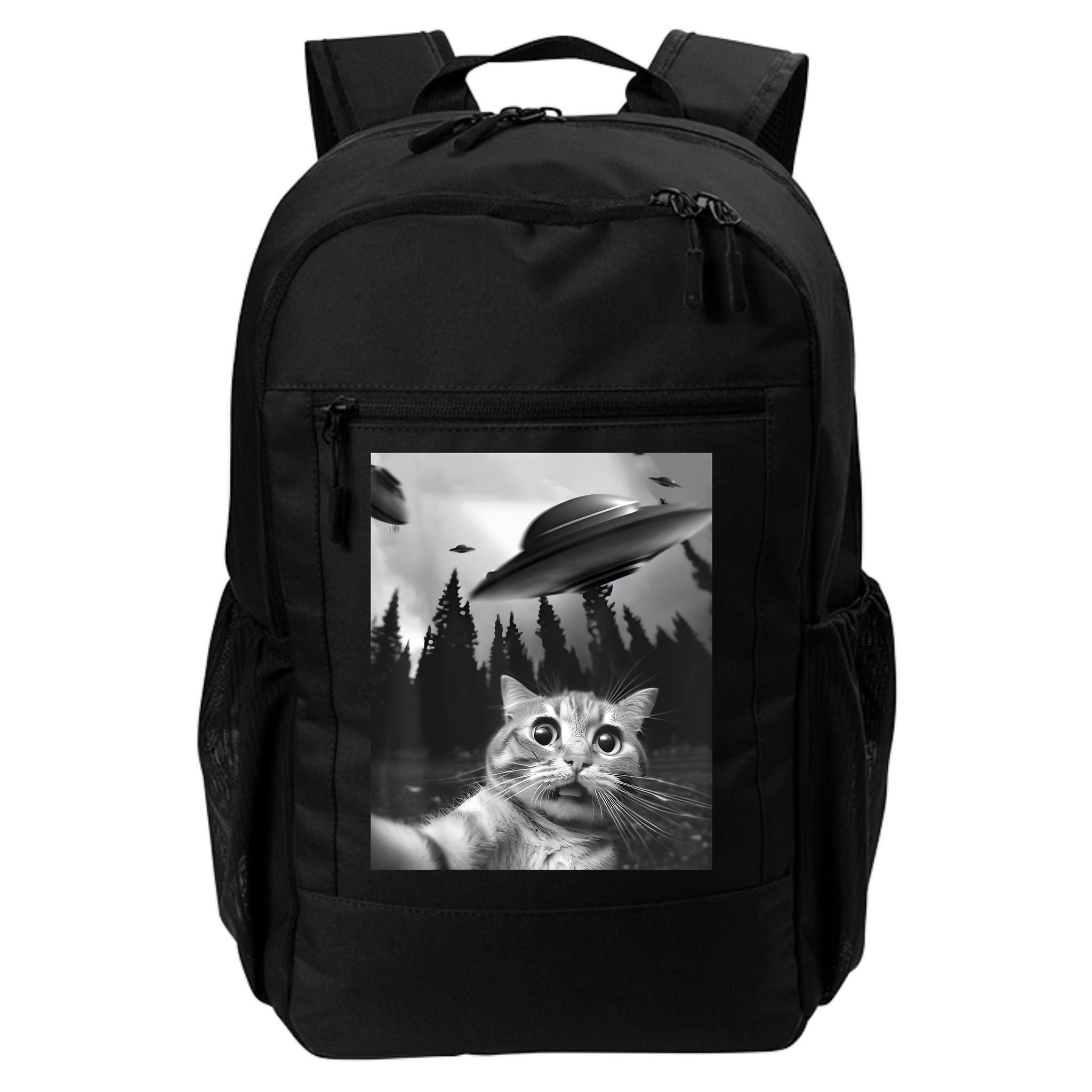 Alien UFO Funny Cat Selfie Backpack