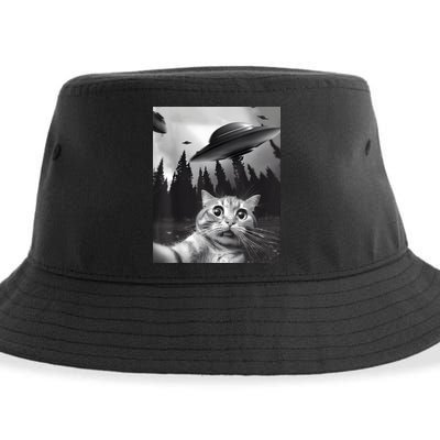 Alien UFO Funny Cat Selfie Sustainable Bucket Hat