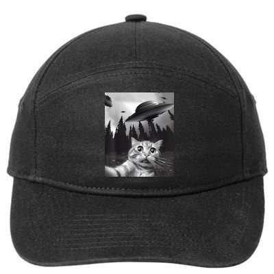 Alien UFO Funny Cat Selfie 7-Panel Snapback Hat