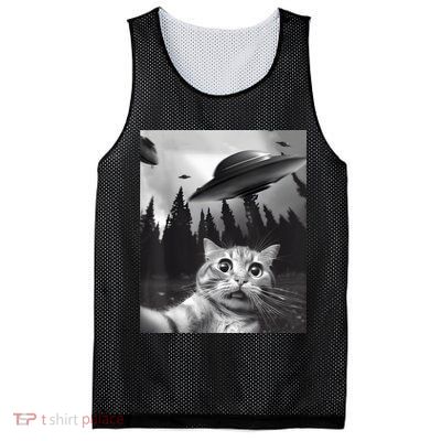 Alien UFO Funny Cat Selfie Mesh Reversible Basketball Jersey Tank