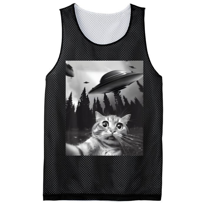 Alien UFO Funny Cat Selfie Mesh Reversible Basketball Jersey Tank