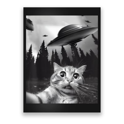 Alien UFO Funny Cat Selfie Poster