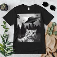 Alien UFO Funny Cat Selfie Premium T-Shirt