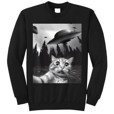 Alien UFO Funny Cat Selfie Tall Sweatshirt