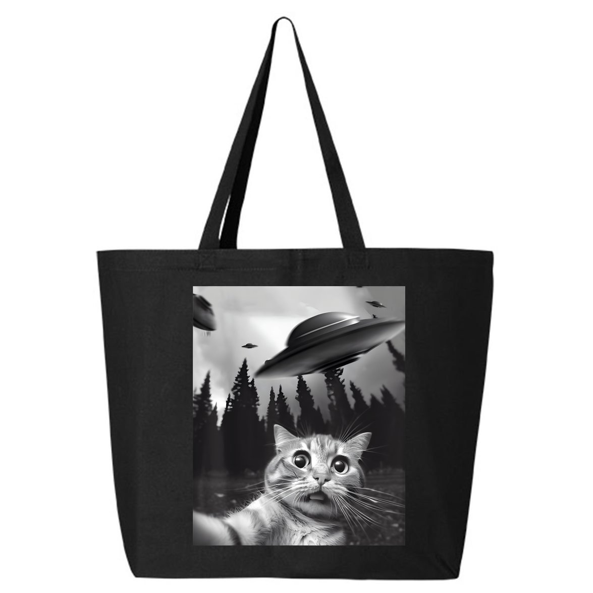 Alien UFO Funny Cat Selfie 25L Jumbo Tote