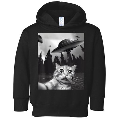 Alien UFO Funny Cat Selfie Toddler Hoodie