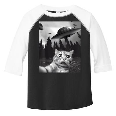 Alien UFO Funny Cat Selfie Toddler Fine Jersey T-Shirt