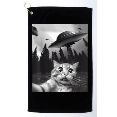 Alien UFO Funny Cat Selfie Golf Towel