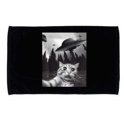 Alien UFO Funny Cat Selfie Microfiber Hand Towel