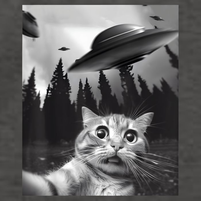 Alien UFO Funny Cat Selfie Vector Backpack