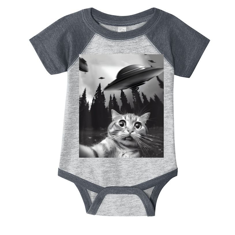 Alien UFO Funny Cat Selfie Infant Baby Jersey Bodysuit