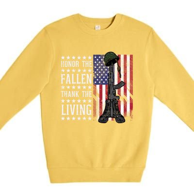 American Us Flag Honor The Fallen Thank Living Memorial Day Funny Gift Premium Crewneck Sweatshirt