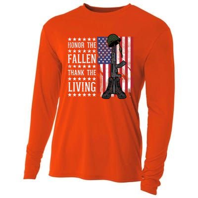 American Us Flag Honor The Fallen Thank Living Memorial Day Funny Gift Cooling Performance Long Sleeve Crew