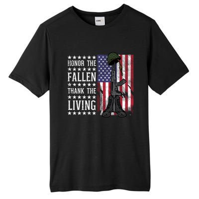 American Us Flag Honor The Fallen Thank Living Memorial Day Funny Gift Tall Fusion ChromaSoft Performance T-Shirt