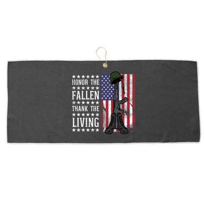 American Us Flag Honor The Fallen Thank Living Memorial Day Funny Gift Large Microfiber Waffle Golf Towel