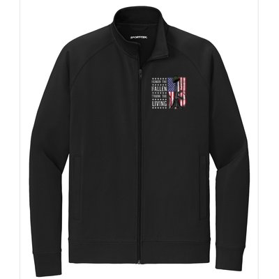 American Us Flag Honor The Fallen Thank Living Memorial Day Funny Gift Stretch Full-Zip Cadet Jacket