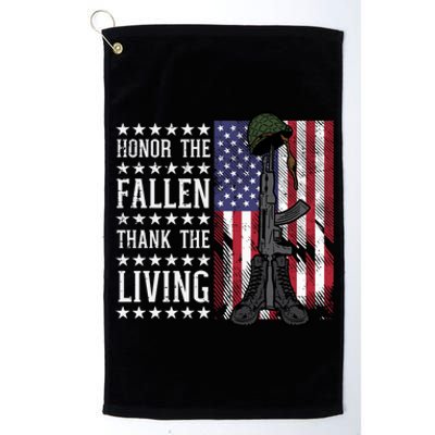 American Us Flag Honor The Fallen Thank Living Memorial Day Funny Gift Platinum Collection Golf Towel