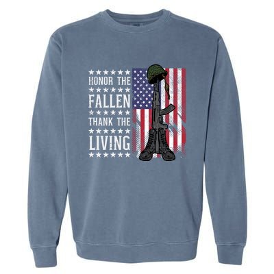 American Us Flag Honor The Fallen Thank Living Memorial Day Funny Gift Garment-Dyed Sweatshirt