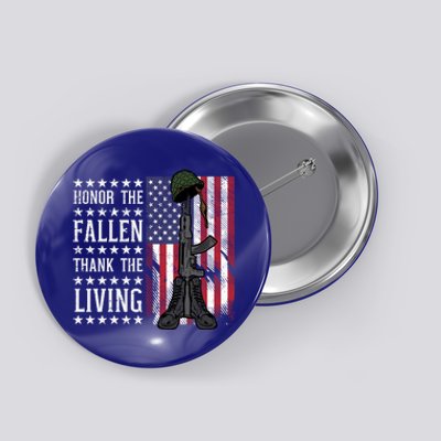 American Us Flag Honor The Fallen Thank Living Memorial Day Funny Gift Button