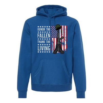 American Us Flag Honor The Fallen Thank Living Memorial Day Funny Gift Premium Hoodie