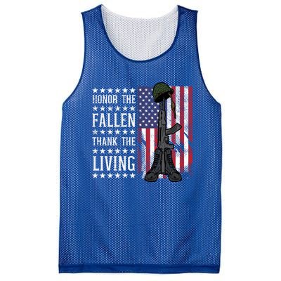 American Us Flag Honor The Fallen Thank Living Memorial Day Funny Gift Mesh Reversible Basketball Jersey Tank