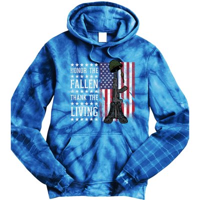 American Us Flag Honor The Fallen Thank Living Memorial Day Funny Gift Tie Dye Hoodie