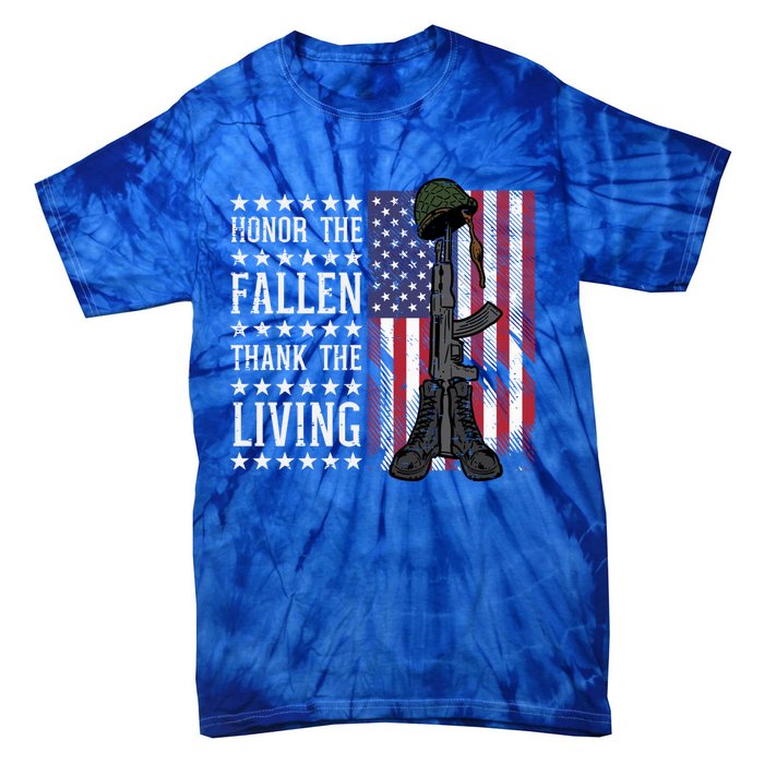 American Us Flag Honor The Fallen Thank Living Memorial Day Funny Gift Tie-Dye T-Shirt