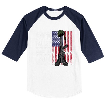 American Us Flag Honor The Fallen Thank Living Memorial Day Funny Gift Baseball Sleeve Shirt