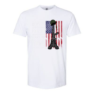 American Us Flag Honor The Fallen Thank Living Memorial Day Funny Gift Softstyle CVC T-Shirt